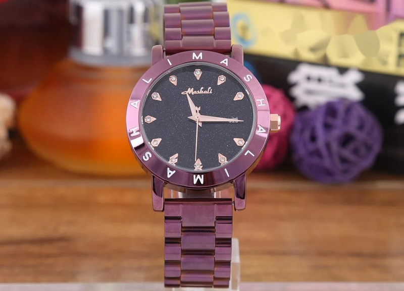 Mary/Full Sky Star Diamond Solid Color Acciaio Donna Orologio Casual Moda Quarzo Versatile con Doppio Pulsante_voghion.com