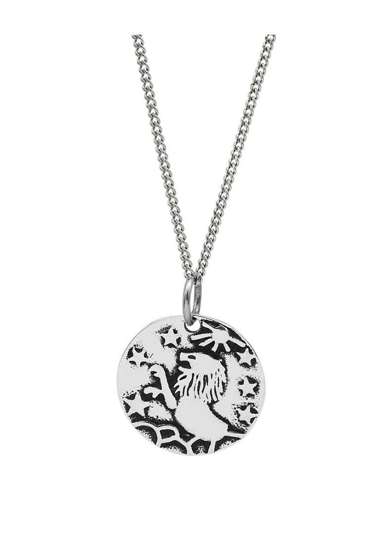 Collier en argent S925 avec pièce de monnaie vintage en forme de lion LDR1237_voghion.com