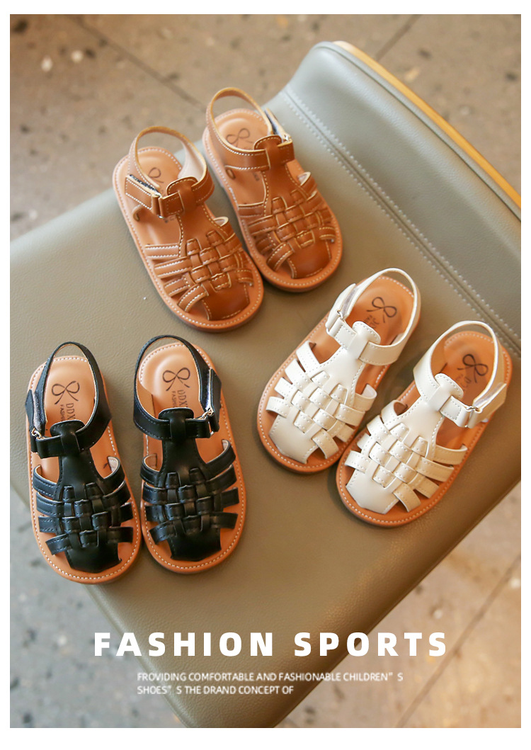 Sandales tricotées pour filles, chaussures de plage respirantes à semelle souple, nouvelle collection été 2024_voghion.com