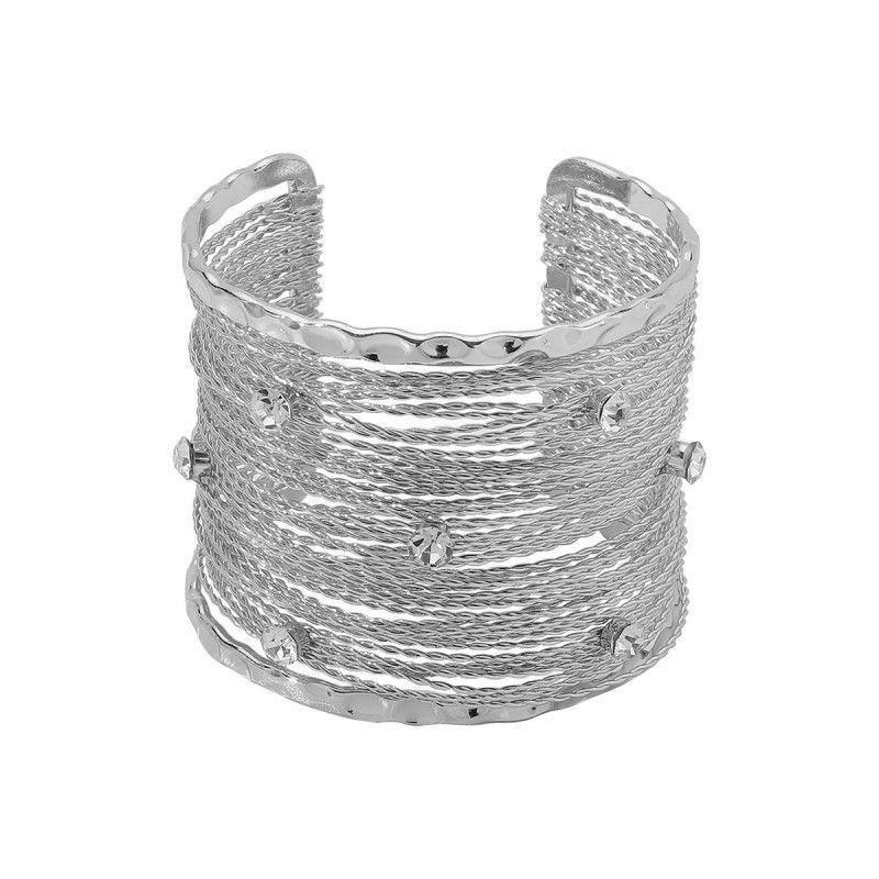 Pulseira de alta qualidade estilo punk doce e descolado, linha larga de metal escovado, bracelete aberto_voghion.com