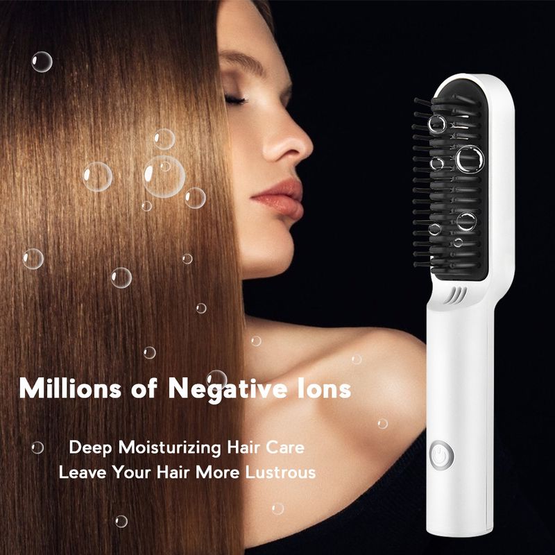 Pettine riscaldato per lo styling ricaricabile tramite USB, denti larghi senza fili per districare e lisciare, utilizzo per 30 minuti_voghion.com