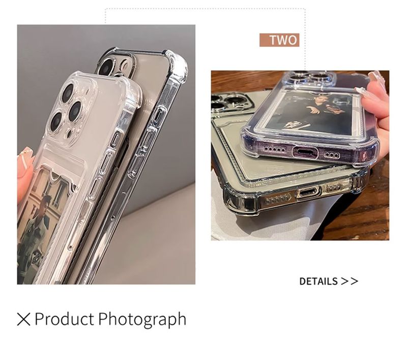 Transparent Card Slot Bag Holder Case For IPhone 16 15 14 13 12 11 Pro Max Mini X XR 7 8 Plus Clear Wallet Shockproof_voghion.com