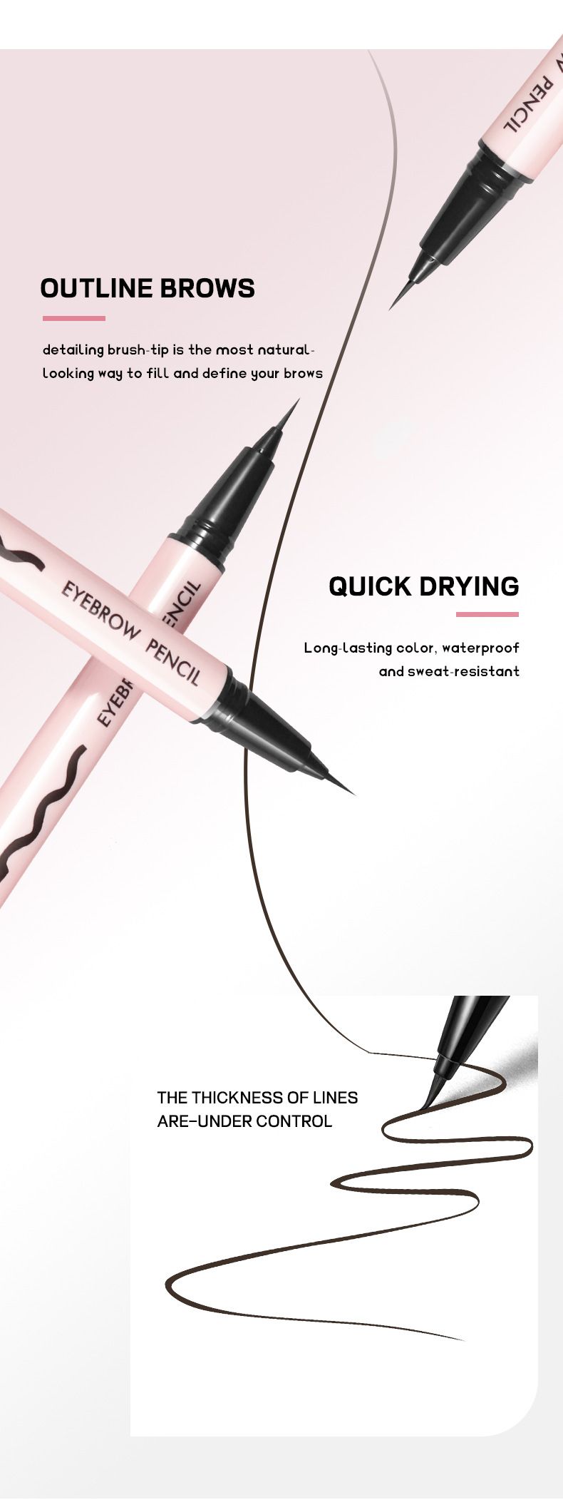 Pudaier matita per sopracciglia liquida modellatura sopracciglia tintura sopracciglia liquido matita per sopracciglia acqua ultra fine commercio estero bellezza_voghion.com