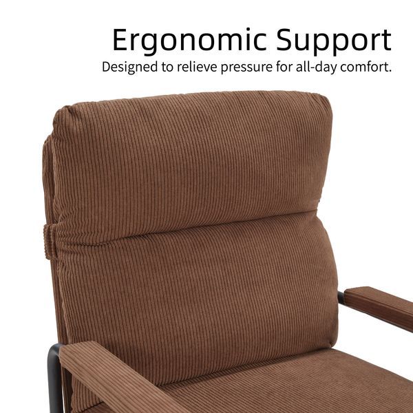 Modern Accent Chair, Reclining Chair With Adjustable Backrest, Corduroy Chair With Metal Frame, Reading Chair, Comfy Lounge Chair For Living Room, B_voghion.com