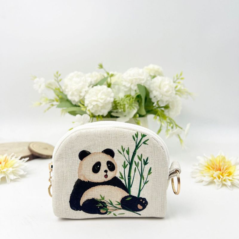 Digital Printed Zipper Coin Purse Shell Clutch Storage Key Small Bag Handmade Fabric Wallet Card Holder_voghion.com