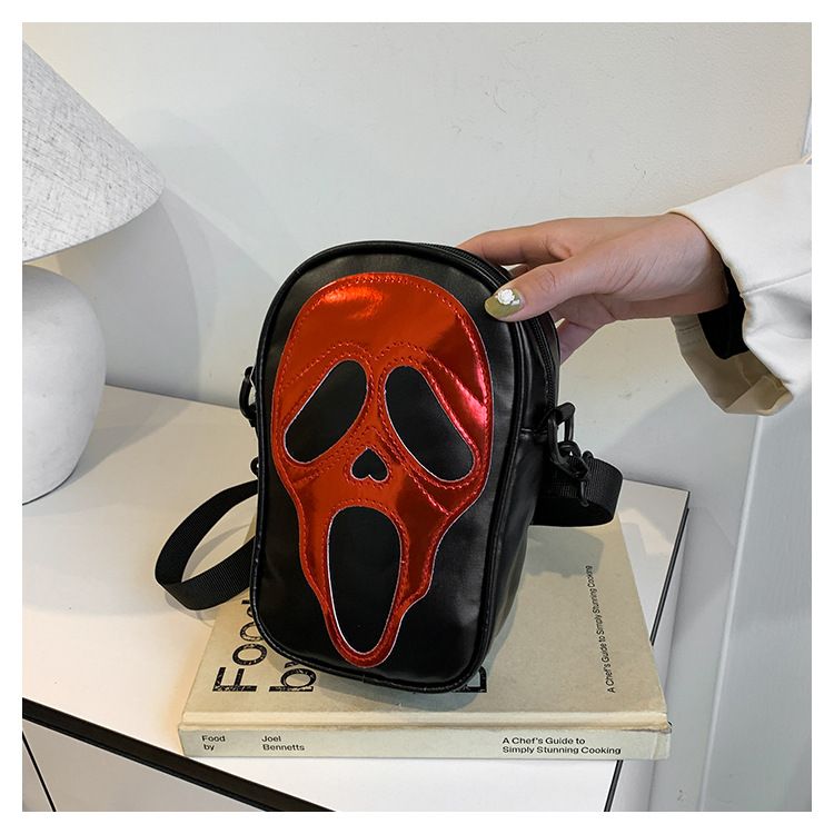 Funny Skull Crossbody Bag For Women - Gothic Halloween PU Shoulder Purse With Phone Pocket & Zipper Closure (Multiple Colors)_voghion.com