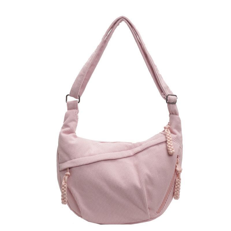 Borsa a tracolla da donna Dumpling, casual, capiente, versatile, alla moda, in velluto a coste_voghion.com