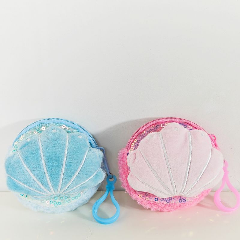 Nova bolsa de moedas de concha de desenho animado criativa, lantejoulas, moderna, armazenamento, pequena bolsa, máquina de garra, boneca, presente, mochila, pingente_voghion.com