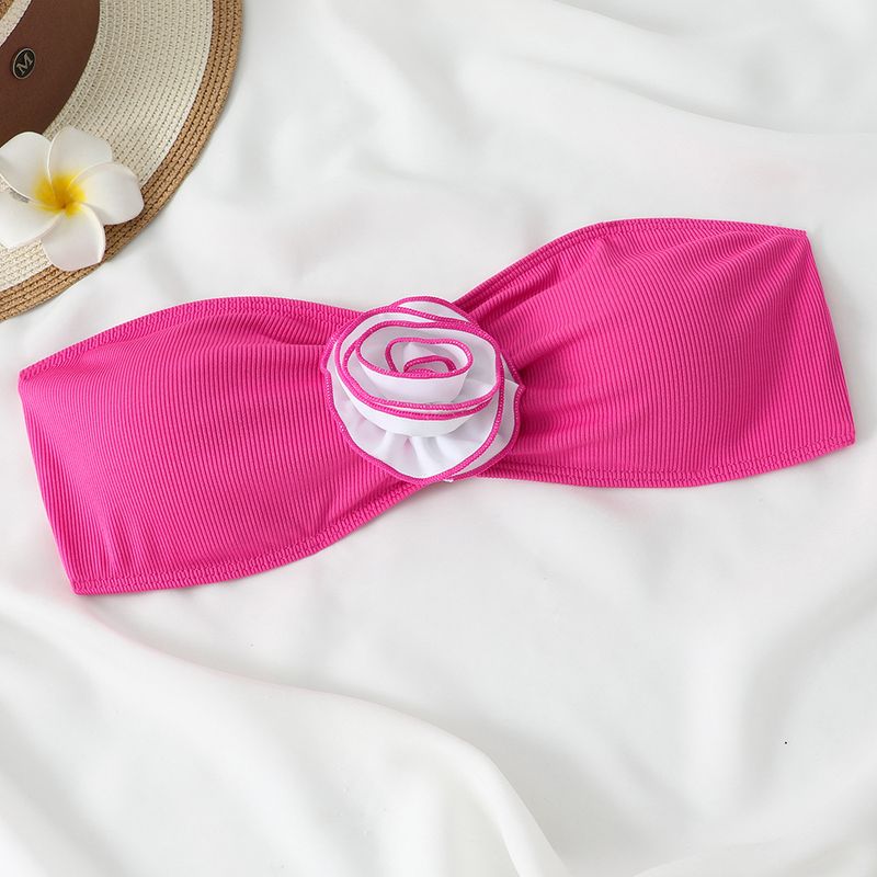 Women's Clothing Sexy Split Swimsuit Bikini Three-dimensional Flower Strapless Bikini_voghion.com
