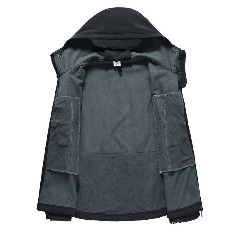 Men's Autumn Winter SoftShell Fleece Waterproof Jackets Male Hood Coats Fishing Hiking Camping Climbing Skiing Pants_voghion.com