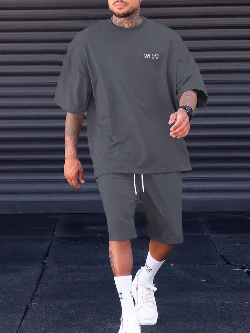 Men's Clothing Summer New Simple Sports Casual Suit Men's Short Sleeved T Shirt With Shorts With Small Icon ME2 MA1_voghion.com
