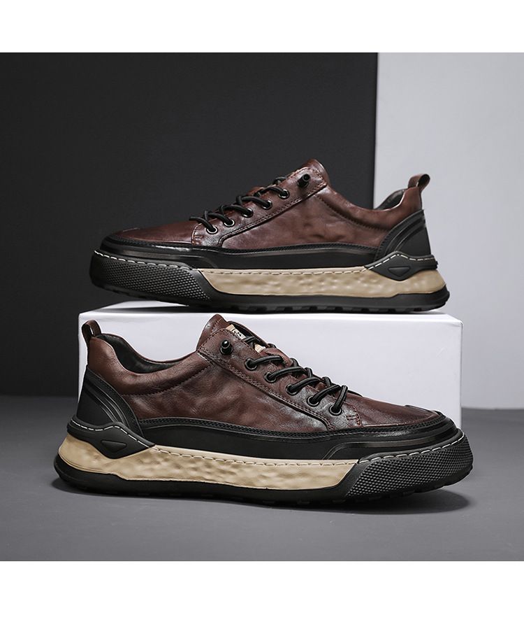 Men's autumn chef, kitchen, work, waterproof, non slip, casual leather shoes, one foot sports, soft soled safety shoes_voghion.com
