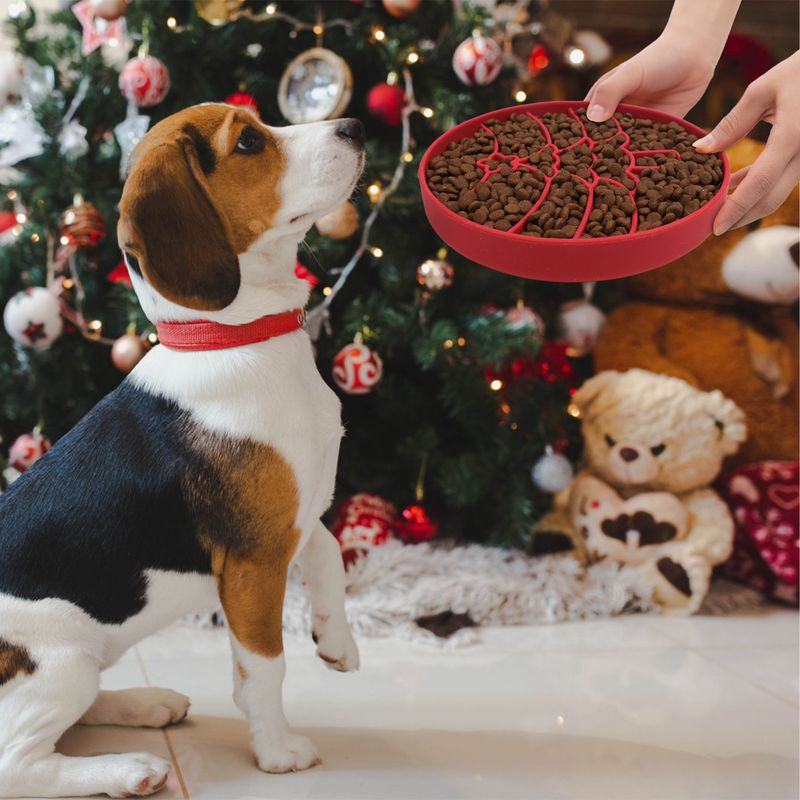 Pet Anti-Choke Eating Christmas Dog Silicone Slow Feeder Bowl Suction Cup Lick Mat_voghion.com
