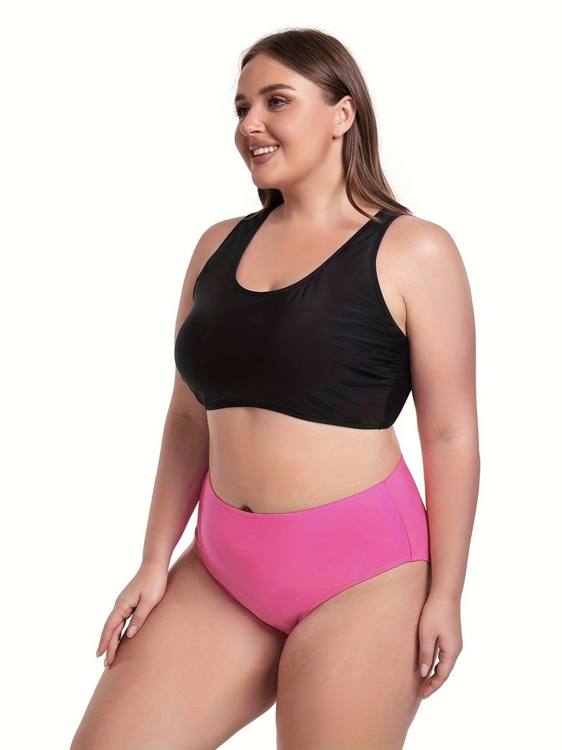 New Three-piece Swimsuit Women's Plus Size High-waisted Bikini Swimsuit Smock Set_voghion.com