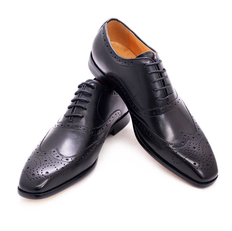 Scarpe da uomo in pelle brogue stile britannico, scarpe Oxford da uomo fatte a mano, scarpe da lavoro casual in pelle, esplosione da uomo_voghion.com