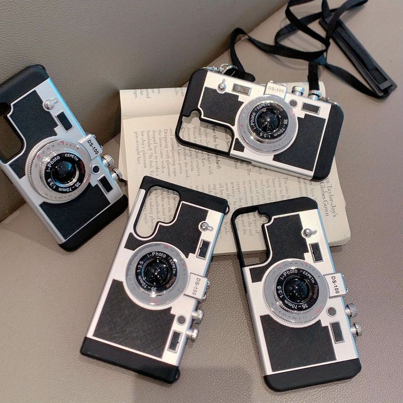 3D Retro Camera Case - Compatible with Samsung S23 Ultra Smartphones, Stylish Strap Lanyard for Easy Carrying, Designed Specifically_voghion.com