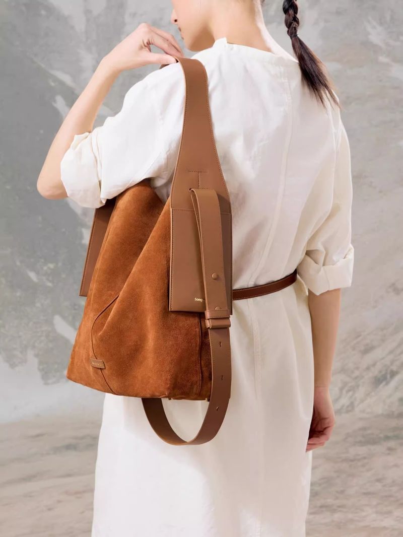 Songmont Mountain Pine Wildleder Tote Unterarmtasche Lazy Commuter Single Shoulder Crossbody_voghion.com