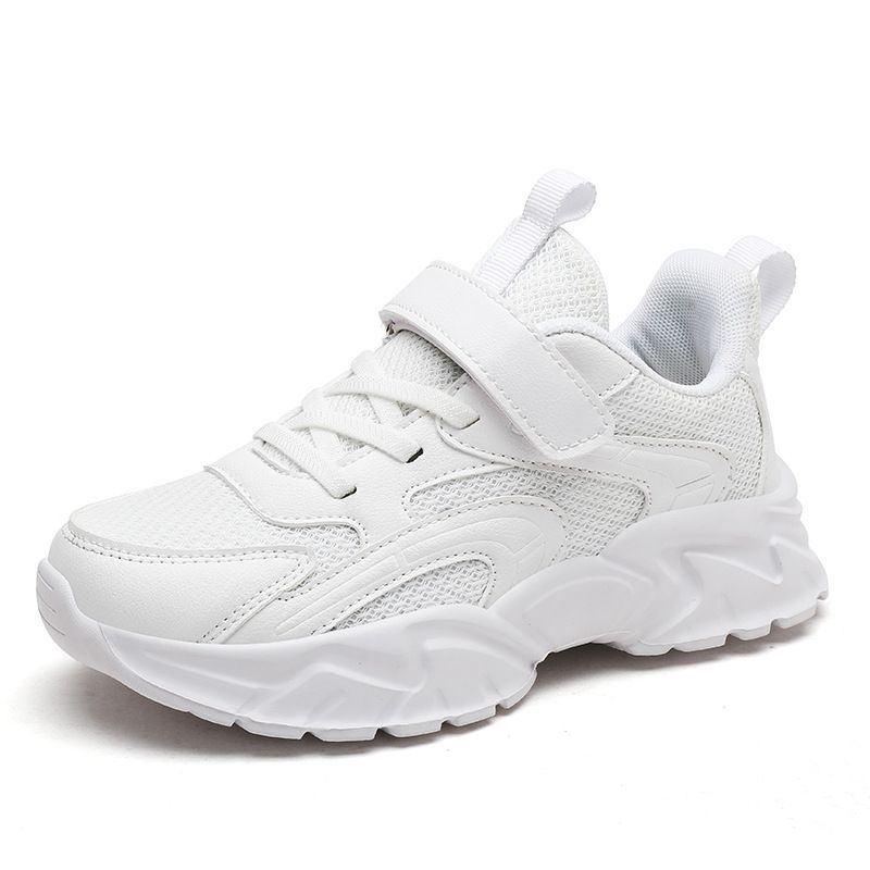 Four Seasons Children's White Boys' Little Black Girls' Mesh Breathable Lightweight Soft Sole Running Shoes_voghion.com