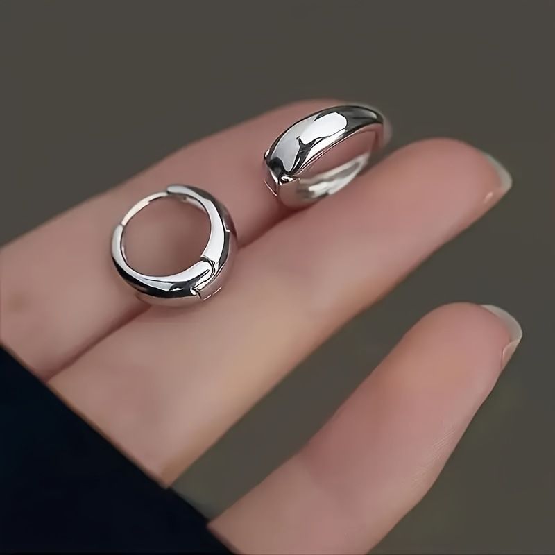 Orecchini a due punte lisci a forma di goccia d'acqua per donna, stile semplice, elegante, alla moda, a cerchio, freddi, minimalisti, di alta qualità._voghion.com