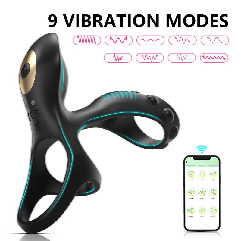 Anello per sperma Frank Lock, telecomando wireless con app, anello a tre anelli con doppia vibrazione, masturbatore maschile con risonanza del punto G e clitoride_voghion.com
