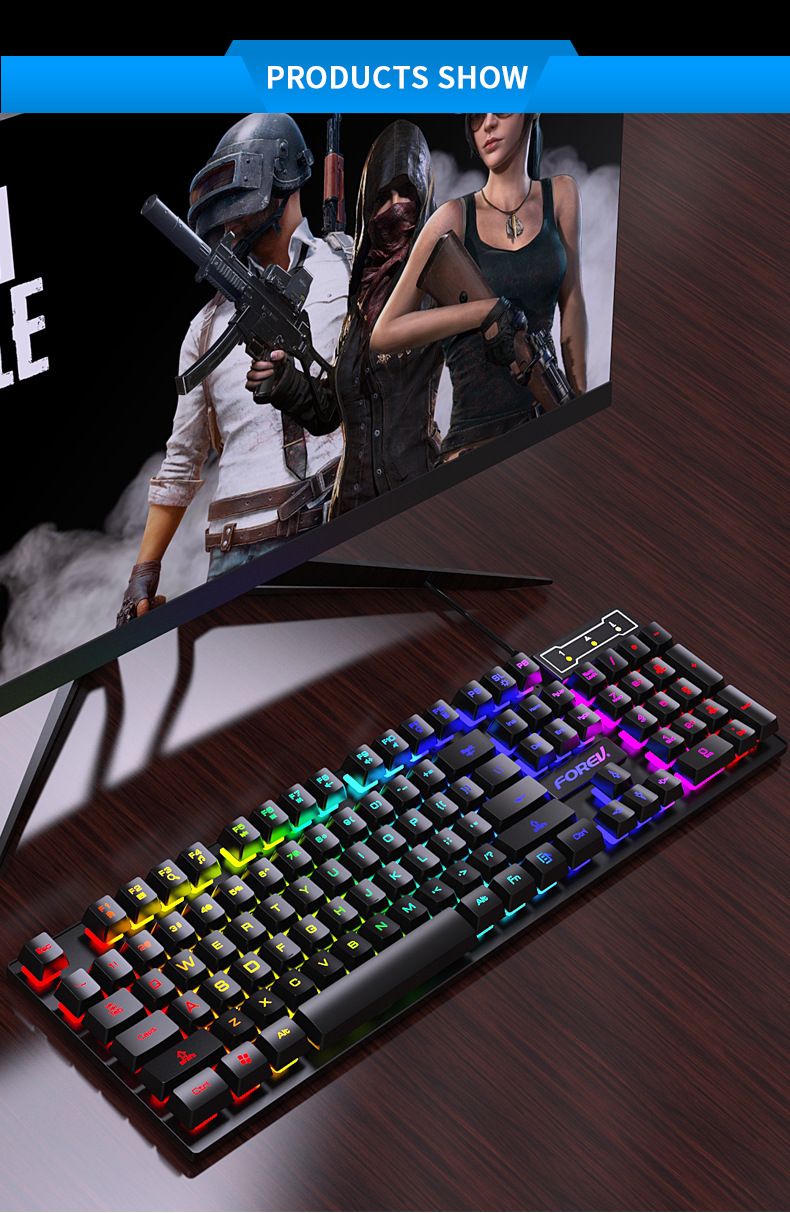 104 Keys Mechanical Wired Gaming Keyboard For Laptop Desktop Ergonomics RGB Backlit LED Keycaps PC Accessories_voghion.com