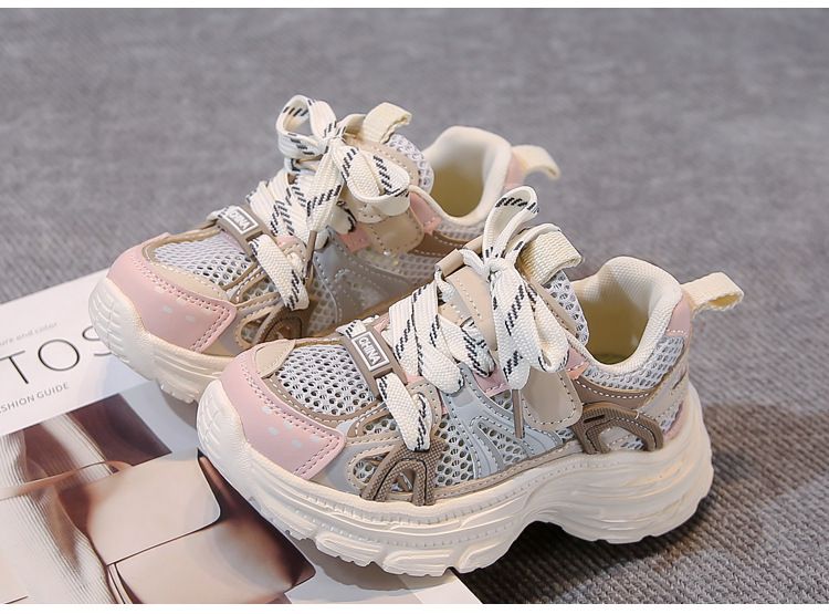 Kinderschuhe Frühling und Sommer Neue Mädchen Dünne Atmungsaktive Sportschuhe Jungen Mittlere und Große Kinder Papa Studentenschuhe Trend_voghion.com