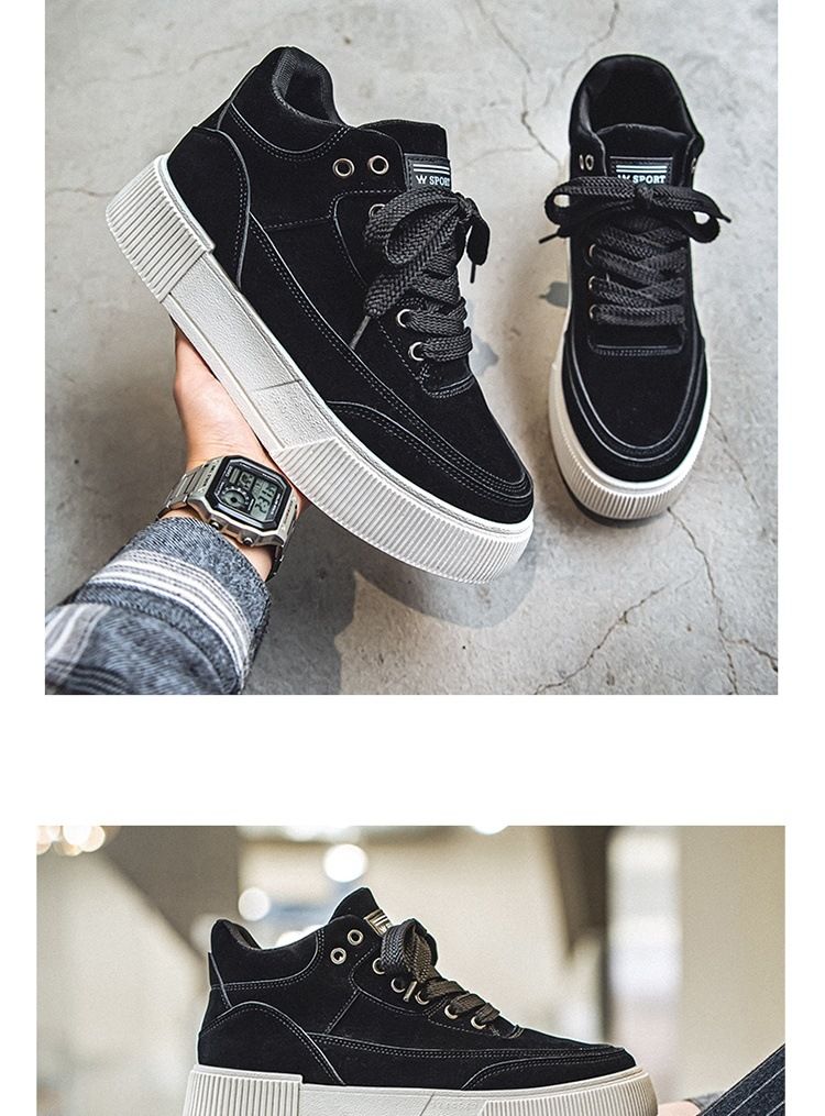 High board shoes for men, 2024 autumn new British style sports shoes, men's mid top Martin boots_voghion.com