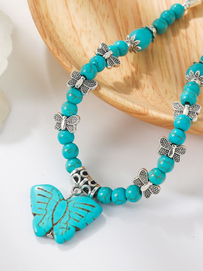 Bohemian Ethnic Wind Turquoise Necklace Female_voghion.com
