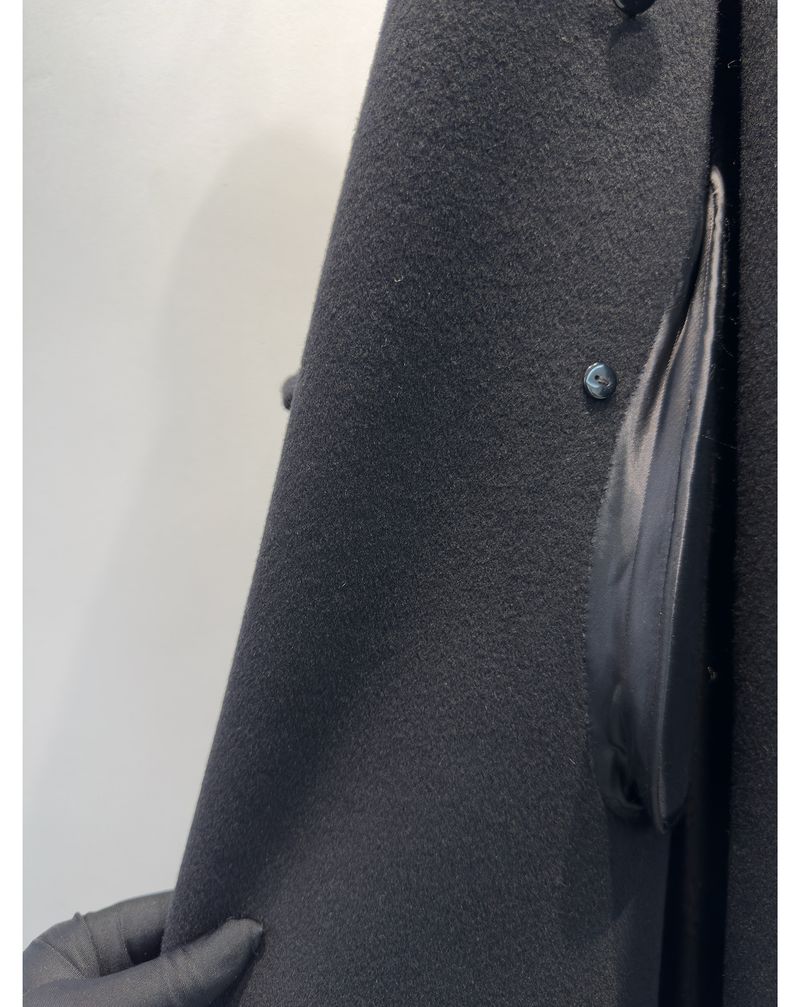 Trench double-face di lusso in misto cashmere e seta per donna – Elegante design con spalle scese, cappotto lungo aderente con drappeggio lusinghiero_voghion.com