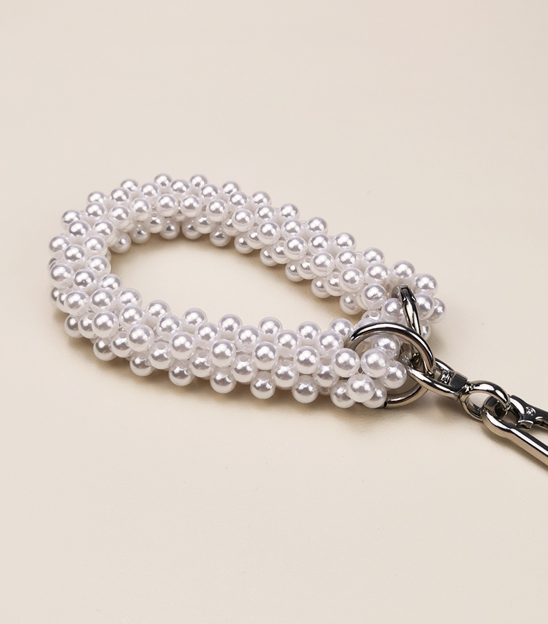 Handy Lanyard Kuerz Handgelenk Wäiss Perl Perlen Perlen Anhänger Telefon Anti-Verloscht Sling Nei Fraen Universal Portabel_voghion.com