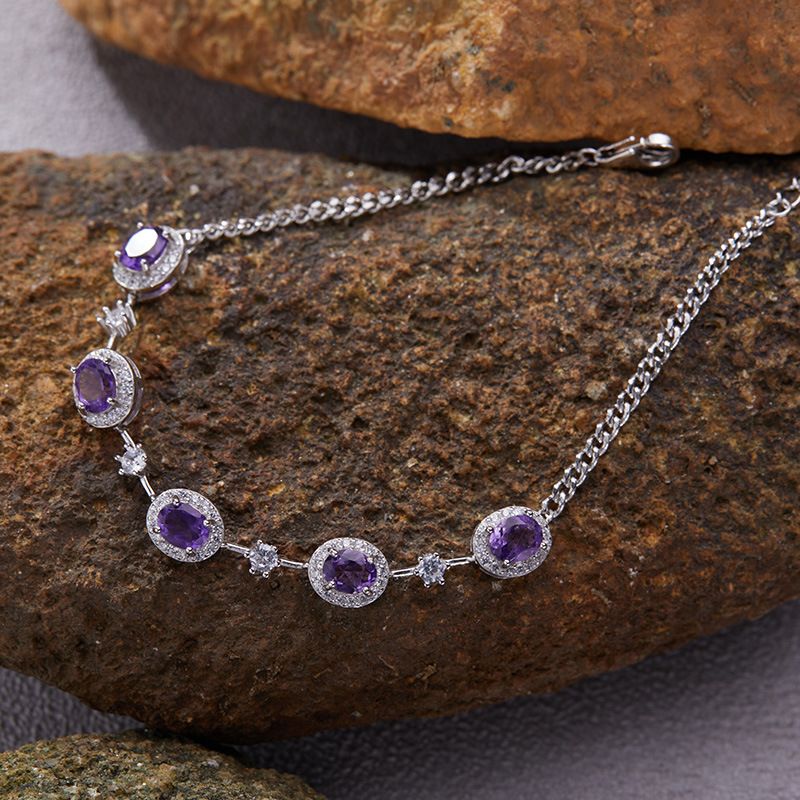 Schmuck S Reines Silber Natürlicher Granatapfel Topas Diopsid Edelstein Armband Für Frauen_voghion.com