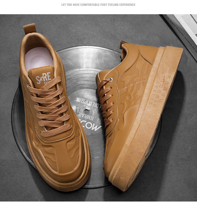 Modische Herren-Sneaker mit dicker Sohle – lässige, bequeme Schuhe zum Laufen und für den Alltag – atmungsaktives und leichtes Design – erhältlich in Braun und Weiß_voghion.com
