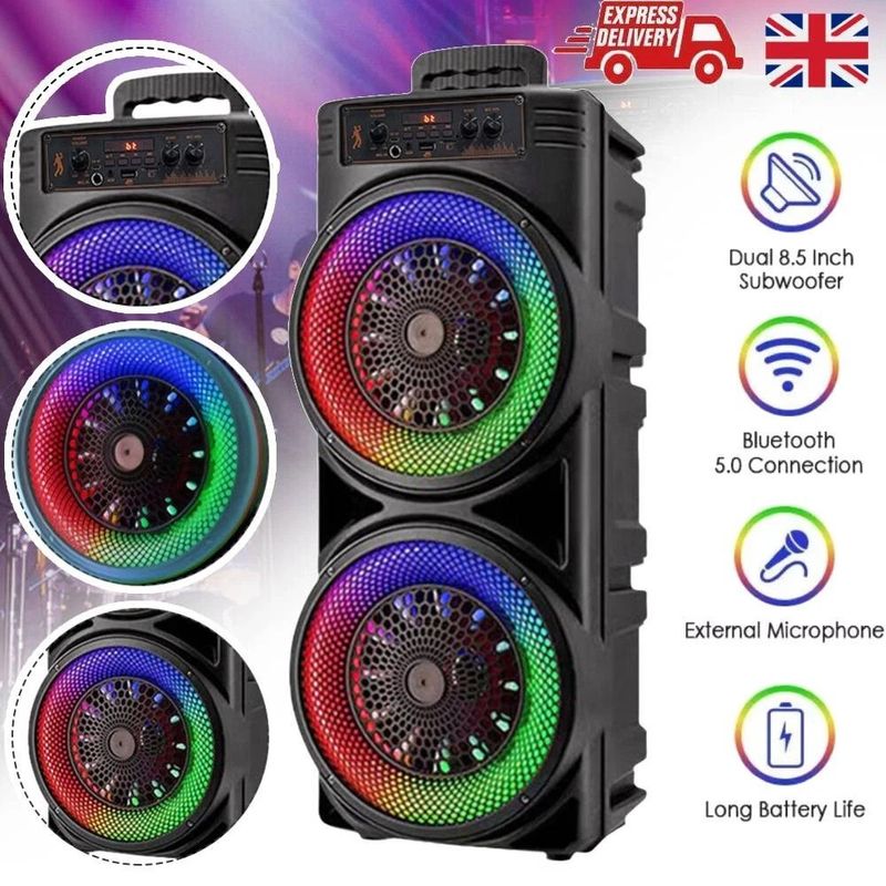 Enceinte Bluetooth portable 6000 W, caisson de basses, basses puissantes, système audio pour fête et micro_voghion.com