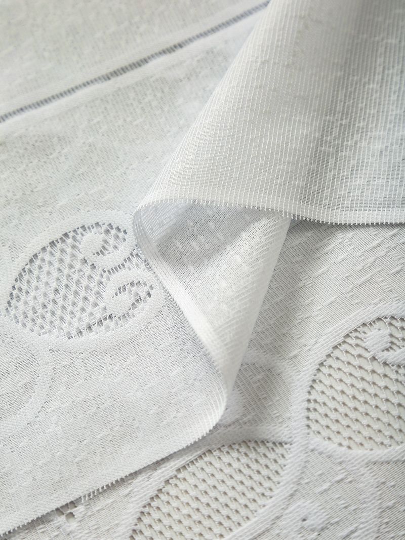 Nordic White Lace Kitchen Curtain - Breathable Polyester Cafe Curtain For Windows & Doors (80% Polyester, 20% Cotton, 3 Sizes, Rod Pocket Design)_voghion.com