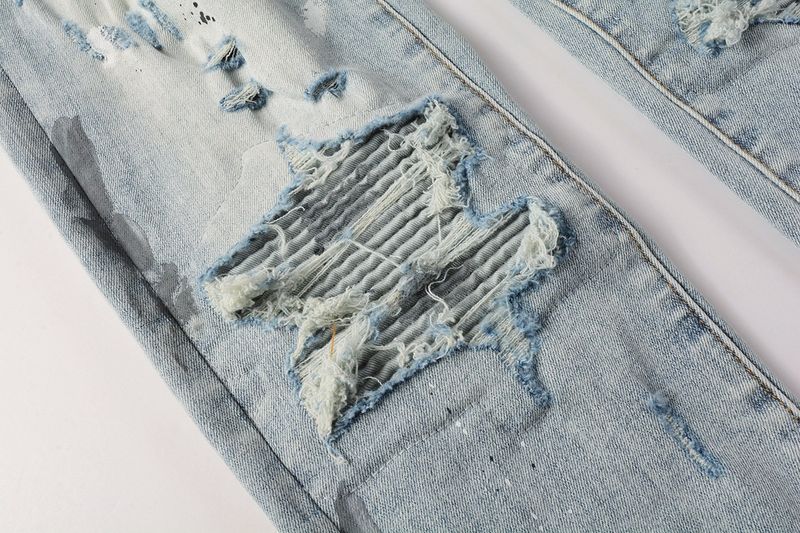 Jeans aderenti aderenti da uomo con toppe strappate e moda hip-hop da strada_voghion.com