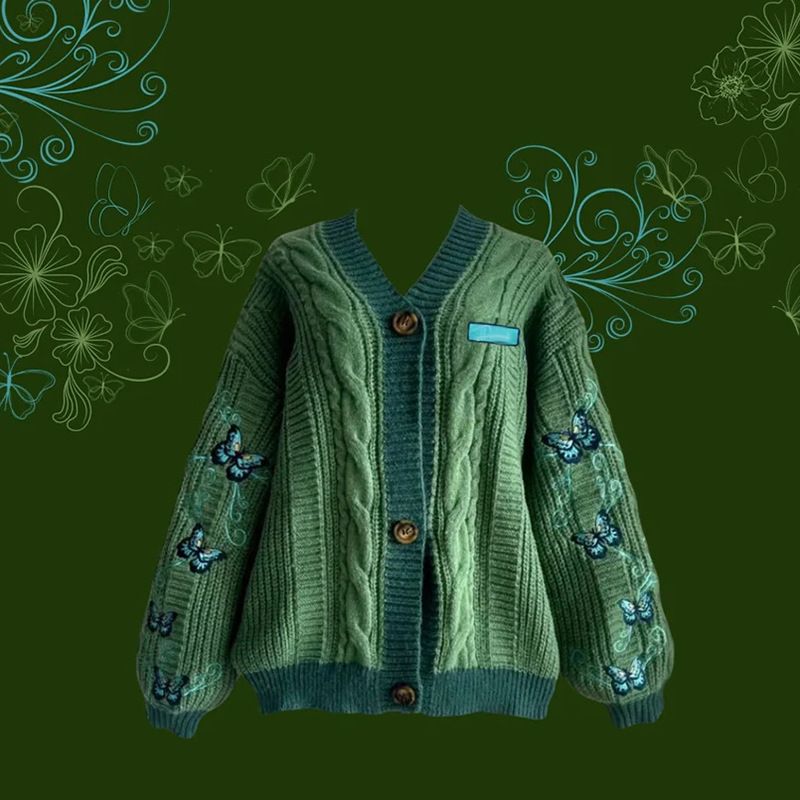 Vêtements pour femmes automne et hiver nouveaux pulls tricotés cardigans brodés tempérament rajeunissant pulls décontractés amples_voghion.com