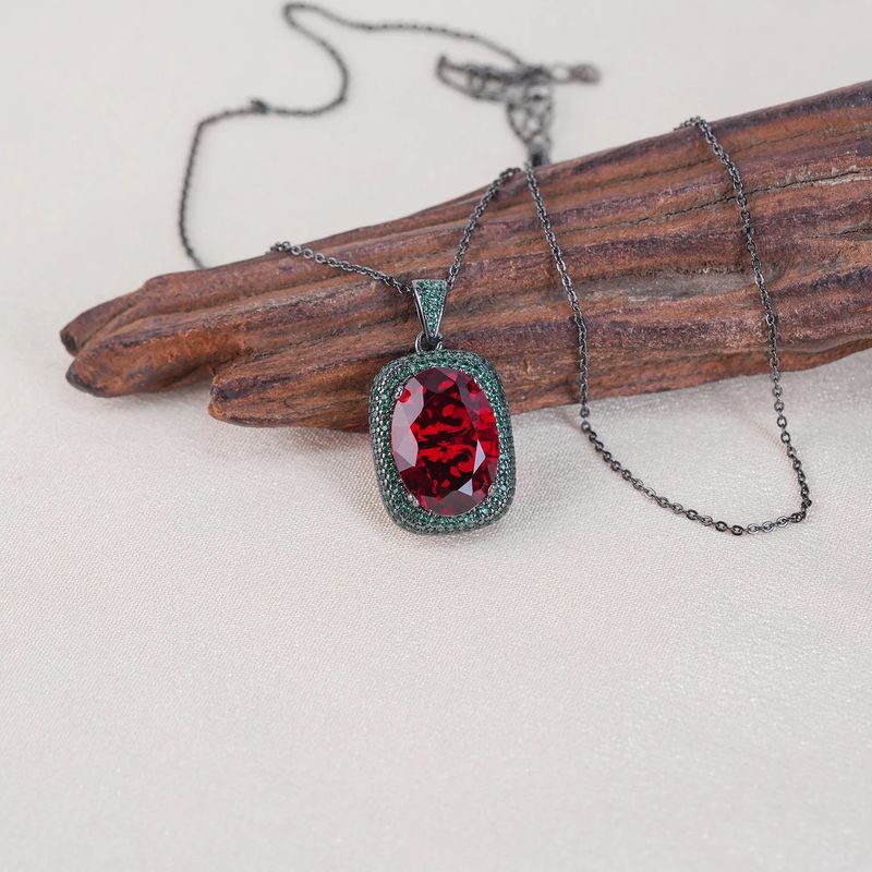 Schmuck aus reinem Naturstein, Perlen, neue Mode, Retro, vielseitig, elegant, hochwertig, Halskette, Rubin-Nischendesign, Anhänger, Choker, Trend, Großhandel_voghion.com