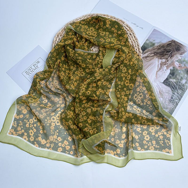 Sciarpa sottile Four Seasons per donna, scialle lungo e versatile in seta di gelso di alta qualità, sciarpa di garza, telo da mare_voghion.com