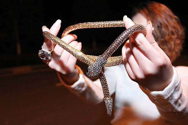 Taille Legierung Diamant Schlange Halskette Halsband Kette Schmuck_voghion.com