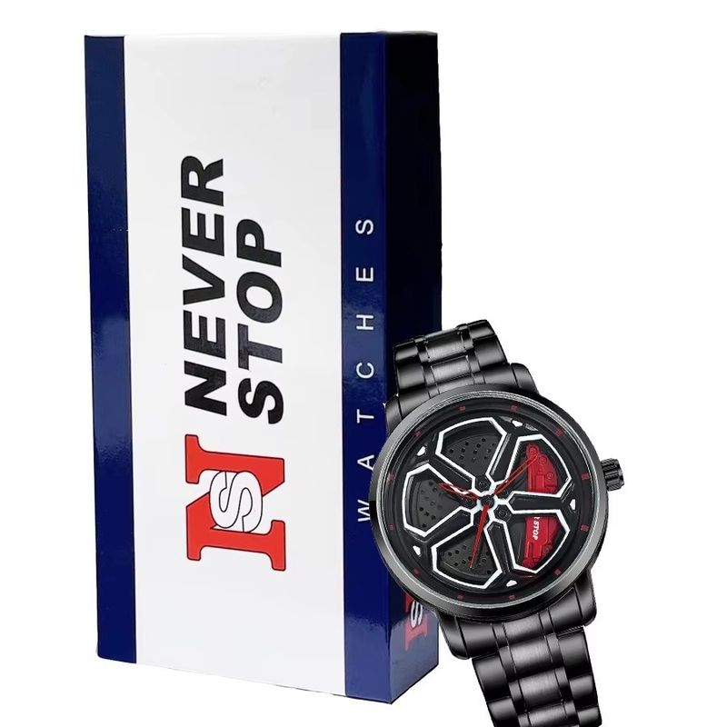 Fashionable And Cool Men's Watch Wheel Rotating Male Student Hollow Quartz Watch Box_voghion.com
