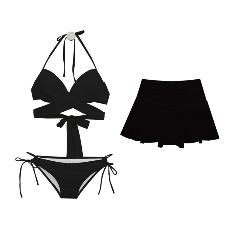 Women's Clothing Sexy Bikini Swimsuit Three Piece Small Breast Underwire Push Up Fashion Swimsuit_voghion.com