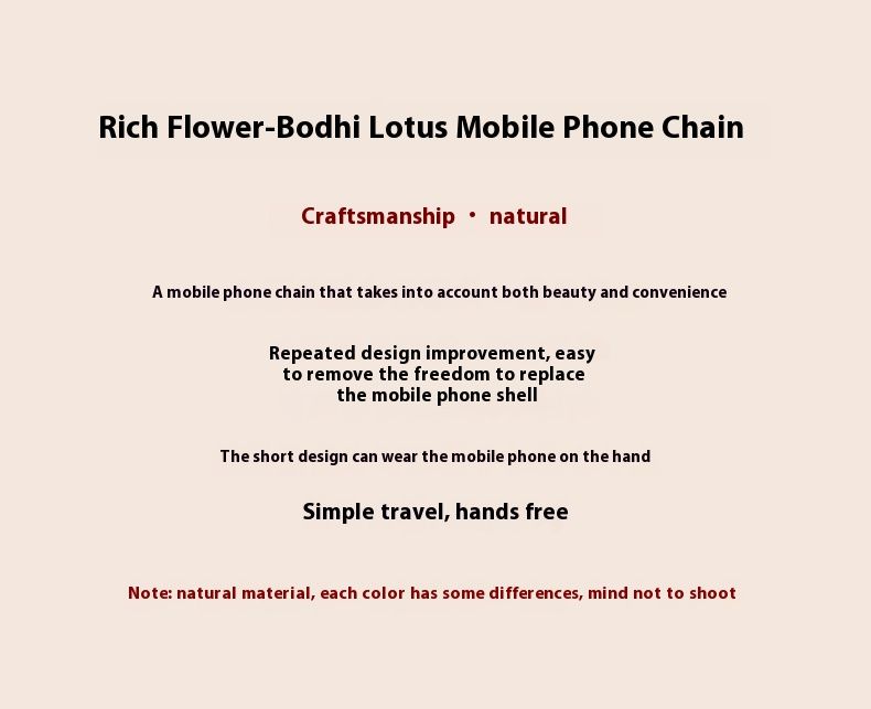 Bodhi Geldblumenkette für Frauen, exquisites und süßes Anti-Verlust-Pedant für das Handgelenk, Seil zum Aufhängen von Telefonhüllen, kleines Pedant für_voghion.com