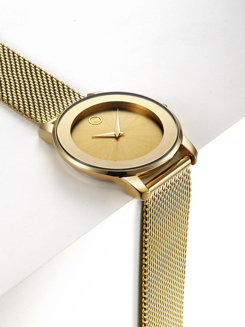 Orologio da uomo con cinturino in maglia di acciaio inossidabile sottile, classico, semplice, casual, impermeabile al quarzo_voghion.com