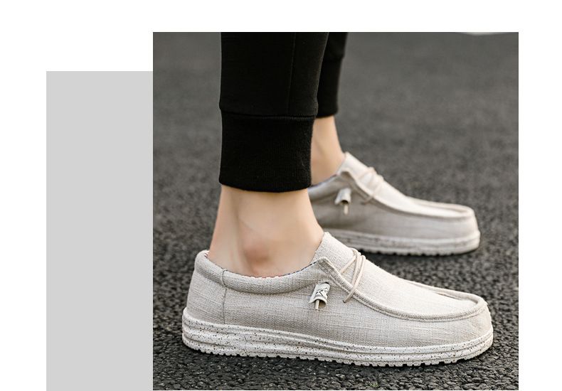 Scarpe casual in tela da uomo, mocassini copri piede, scarpe leggere e comode in tessuto, scarpe da piselli_voghion.com