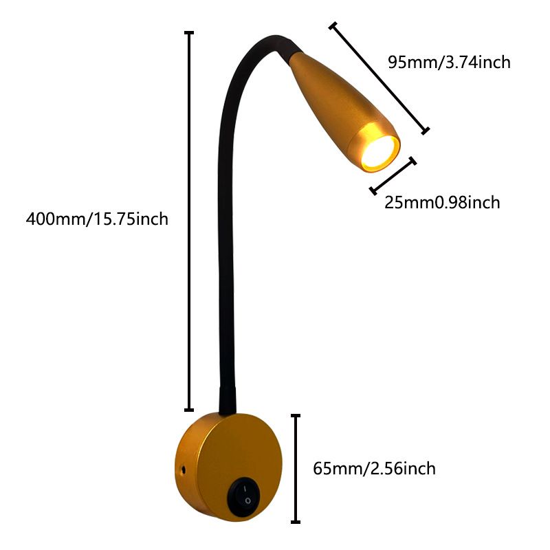 Faretto a tubo flessibile LED 3W faretto a collo d'oca 220V lampada da parete per hotel lampada da comodino 12 24V lampada da lettura a serpente_voghion.com