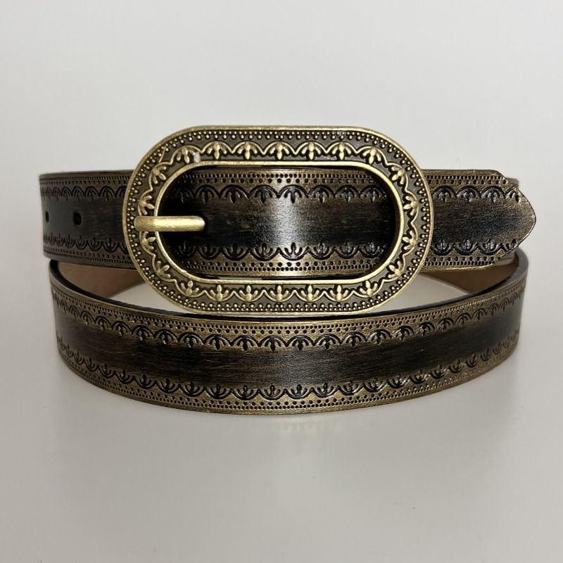 Gradient Color Leather Belt Belt Women's Trendy Niche Dark Gradient Color Leather Belt Retro Old_voghion.com