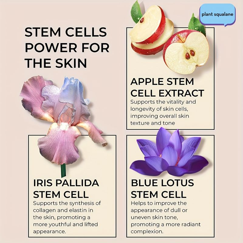 Cremă de față cu colagen și pompă fără aer - Cremă de ten cu celule stem botanice și colagen, cu retinol, niacinamidă, acid hialuronic și scuan vegetal_voghion.com