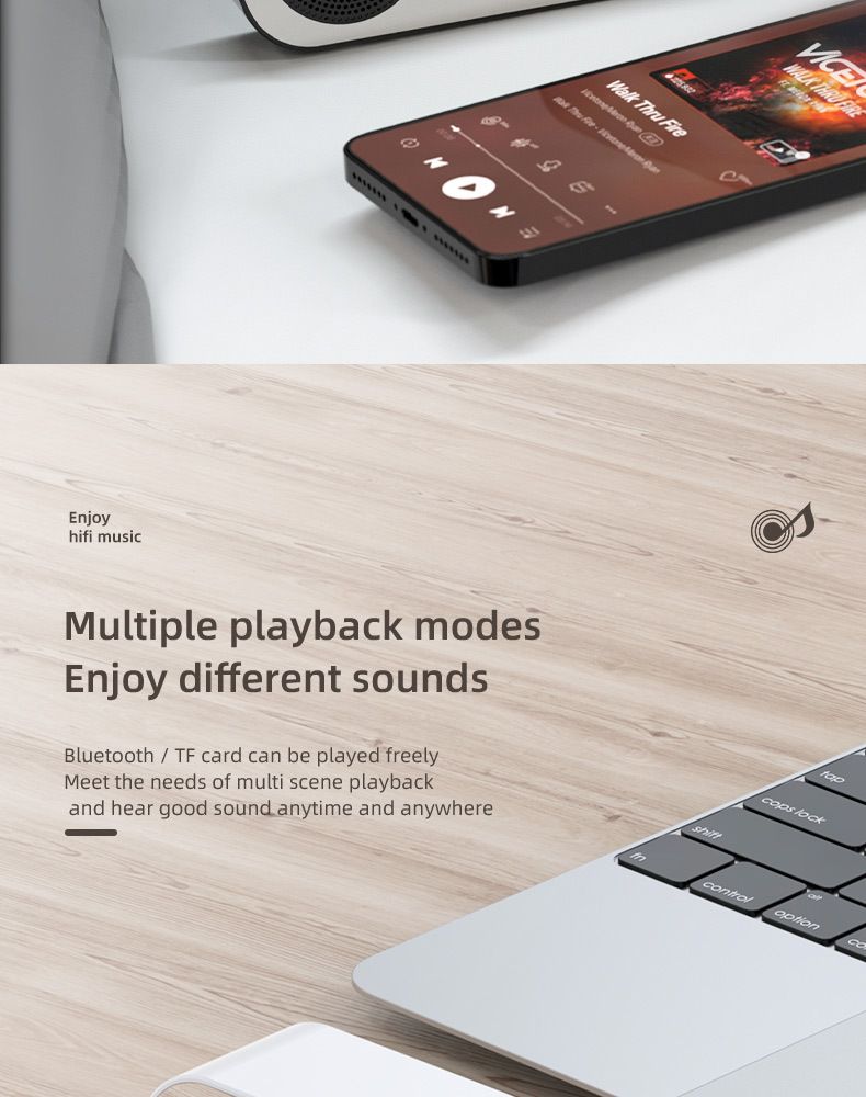 Nieuwe klok draadloze Bluetooth-kaartluidspreker thuiswekker draagbare mini-audioradio voor buiten_voghion.com
