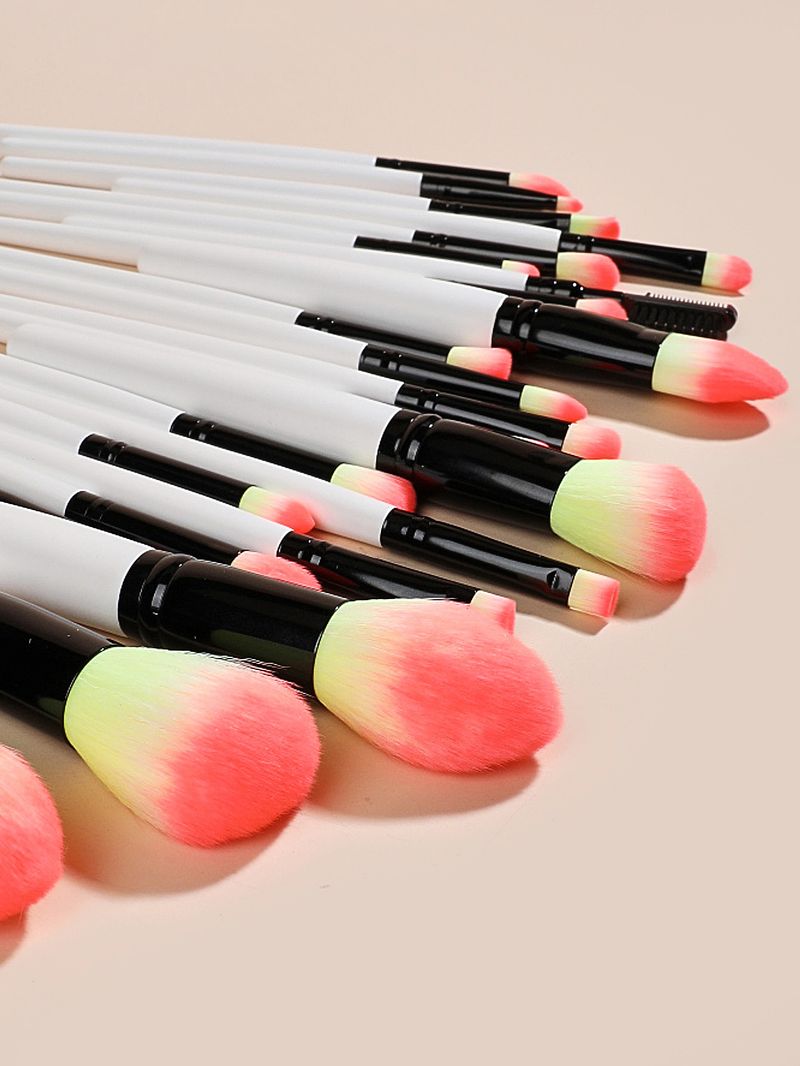 23-teiliges Make-up-Pinsel-Set, weißer Griff, gelb-rosa Haare, Lidschattenpinsel, loser Puderpinsel, Beauty-Tool GUJHUI_voghion.com