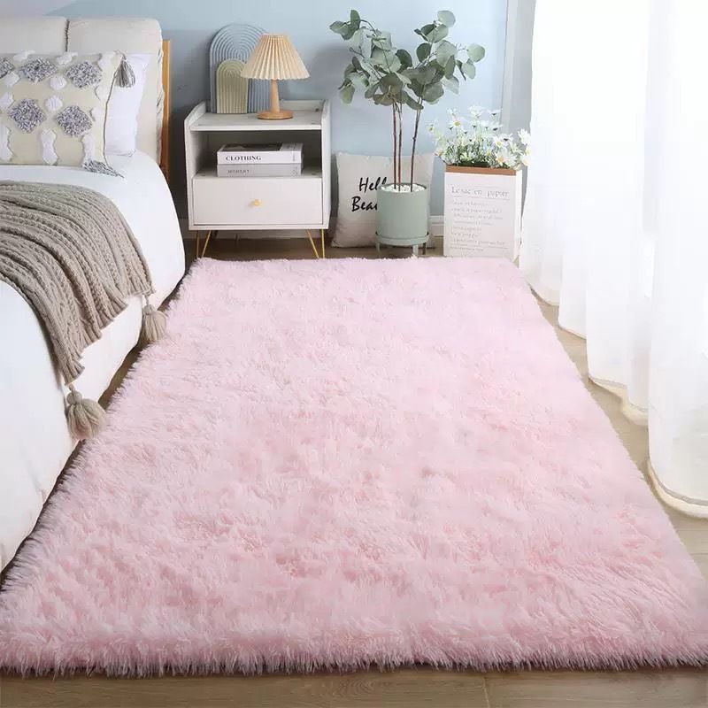 Nordic INS Style Gradient Silk Tie-Dye Foldable Long Wool Carpet Bedroom Bedside Rug /_voghion.com